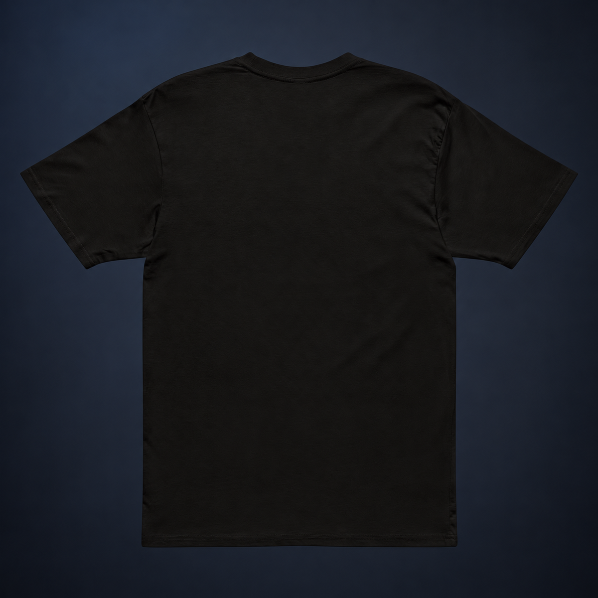 Plain black back of the Double Dash Special Delivery tee, shown flat on a dark charcoal studio background.